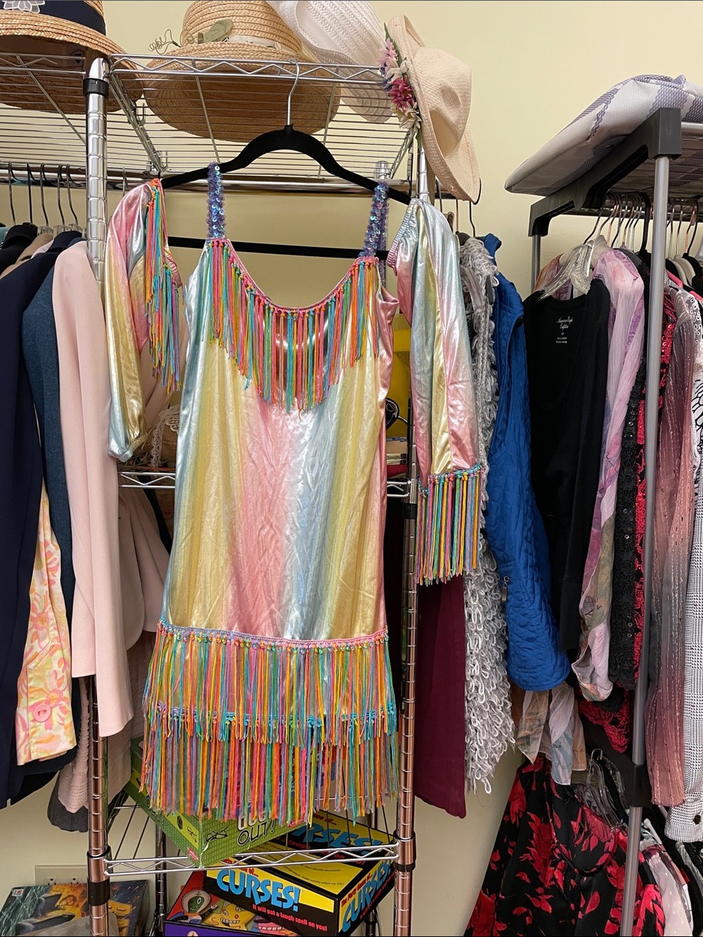 Girls' Metallic Rainbow Fringe Dress